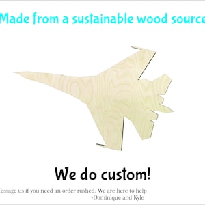 Fighter Jet Plane -Multiple Sizes- Wood cutout Craft Supply-Sanded -