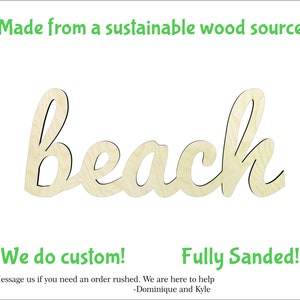 Beach cursive word cutout- Wood Craft Supply - Hanging wall decor -