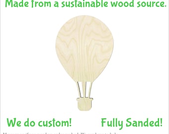 Hot Air Balloon -Multiple Sizes- Cut outs Wood Craft Supply-Sanded or unsanded