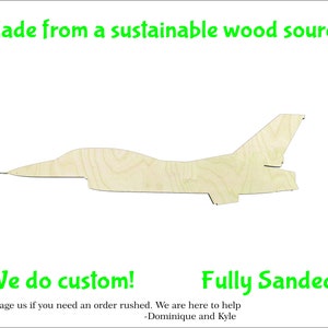 Fighter Jet Plane  -Multiple Sizes-#2 Wood cutout Craft Supply-Sanded -