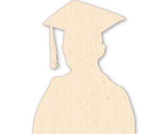 Graduate Boy Wood Cutout – Laser Cut Birch Graduation Silhouette