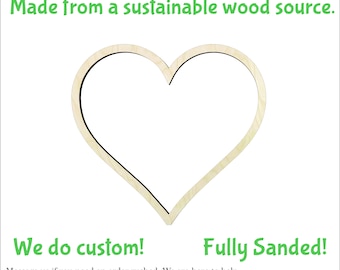 Heart -Multiple Sizes-Cutouts Wood Craft Supply-Sanded on both sides