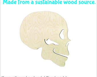 Human Skull Wood cutout Craft Supply-Sanded-