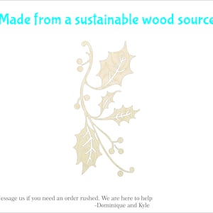 4&quot;- 20&quot;  Holly branch Wood cutout Craft Supply-Sanded -