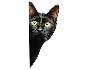 Peeping Black Cat Vinyl Decal, Waterproof Car Sticker