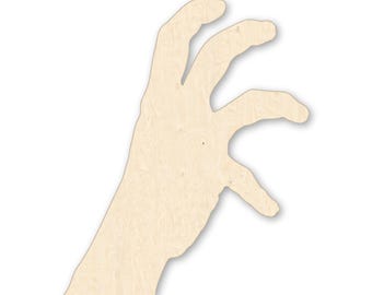 Laser Cut Zombie Hand Wood Cutout, Unfinished Baltic Birch Halloween Decor