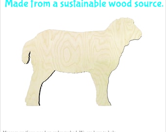 Lamb -Multiple Sizes- Wood cutout Craft Supply-Sanded - #2 Sheep cutout