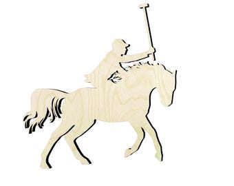 Horse Polo Rider  -Multiple Sizes- Cut Outs Wood Craft Supply-Sanded or unsanded