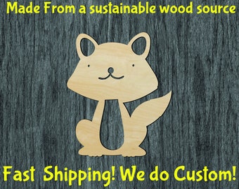 Fox wood cutout, adorable fox, woodland creature cutout -Multiple Sizes-Wood cutout Craft Supply-Sanded
