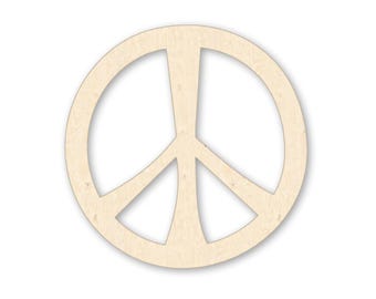 Peace Sign Wood Cutout – Bold 60s Style Laser Cut Unfinished Baltic Birch Shape
