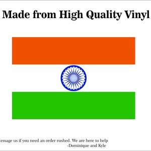 2&quot;- 28&quot; Flag of India Car Decal - Laptop sticker - Outdoor Vinyl - Car Decal
