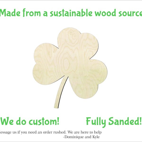 Clover Leaf -Multiple Sizes- Cutouts Wood Craft Supply-Sanded on both sides