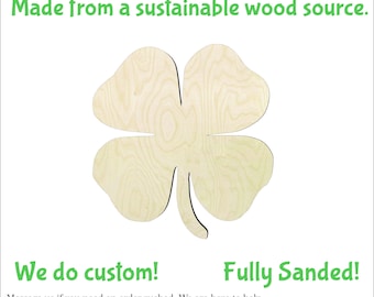 Four Leaf Clover -Multiple Sizes- Cutouts Wood Craft Supply-Sanded on both sides