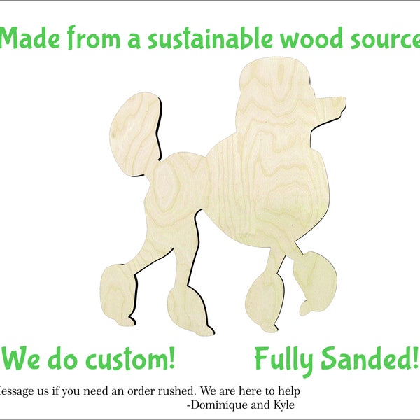 Poodle -Multiple Sizes-wood Cutouts Wood Craft Supply-Sanded on both sides