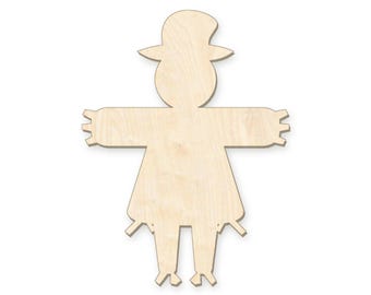 Unfinished Wood Scarecrow Cutout, Ready to Paint Fall Door Hanger Blank