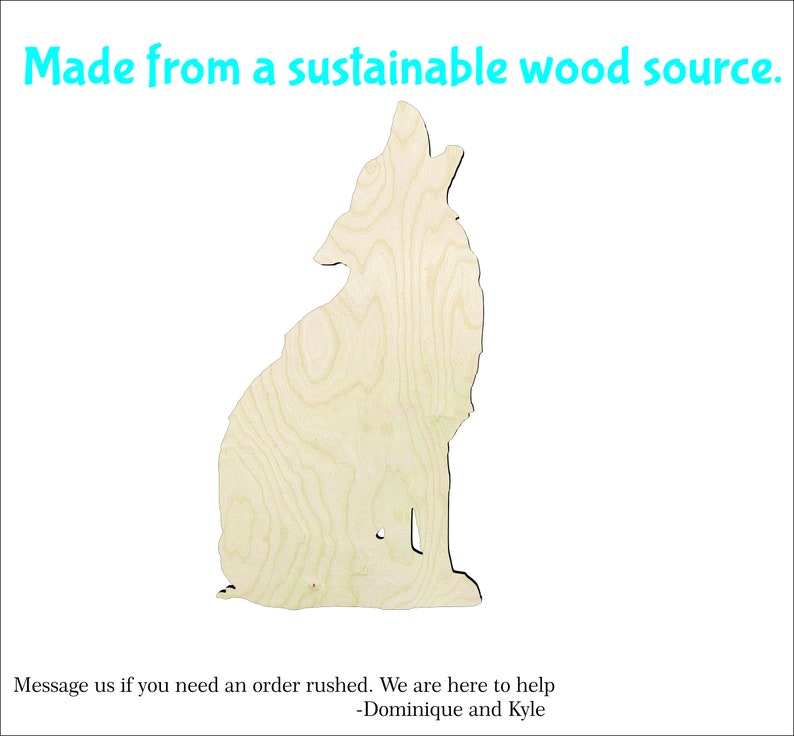 2 20 Wolf howling Wood cutout Craft Supply-Sanded image 1