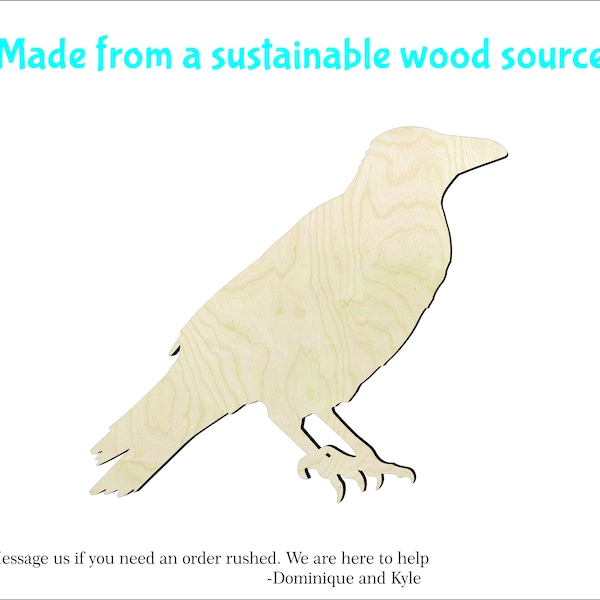 Crow -Multiple Sizes- Wood cutout Craft Supply-Sanded-