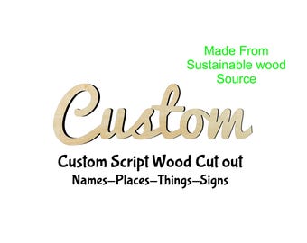 Custom Script Word Cutout-multiple Sizes- Wood Craft Supply - Hanging ...