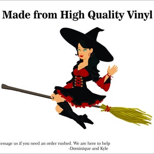 Witch and broom -Multiple Sizes- Decal- Laptop sticker - Outdoor Vinyl - Car Decal