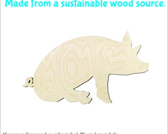 Pig Sitting  -Multiple Sizes-Wood cutout Craft Supply-Sanded -