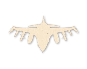 Fighter Jet Wood Cutout, Unfinished Baltic Birch, Laser Cut Military Plane Shape, Pilot Gift