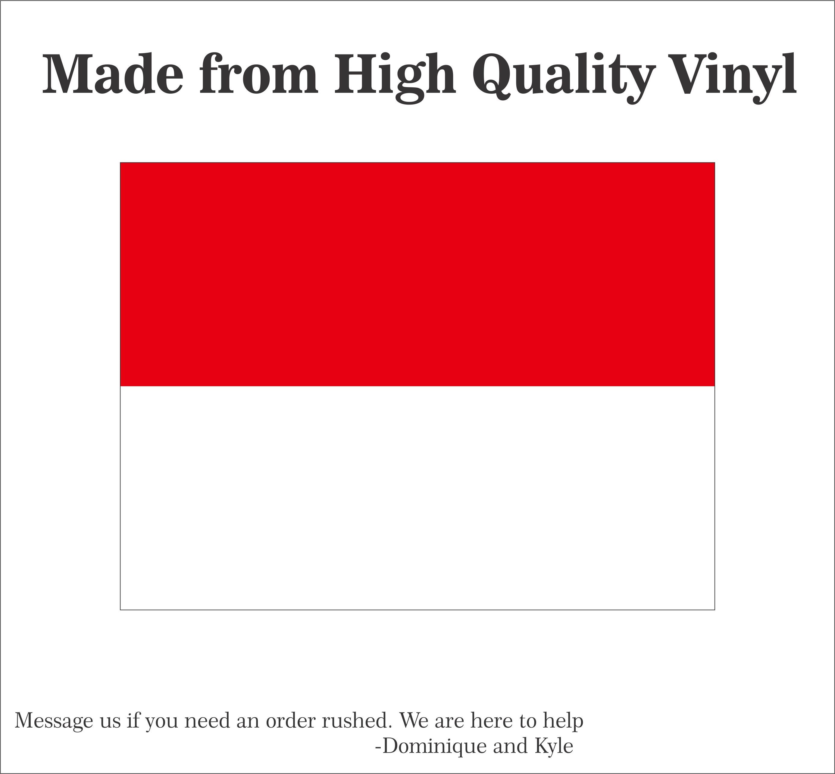 Indonesian flag decal  -Multiple Sizes-  Laptop sticker - indoor-Outdoor Vinyl - Car Decal