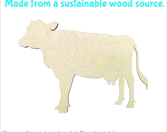 3"- 20"  Cow Wood cutout Craft Supply-Sanded -