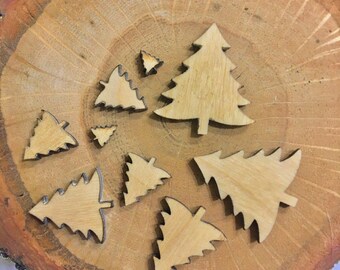 Sanded Wood Christmas Tree Cutouts, DIY Craft Supplies