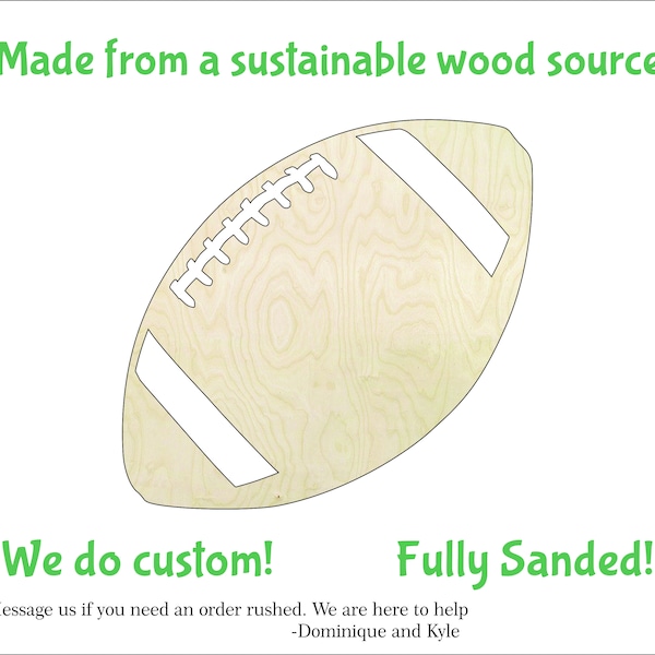 Football -Multiple Sizes-Wood cutout Craft Supply-Sanded -