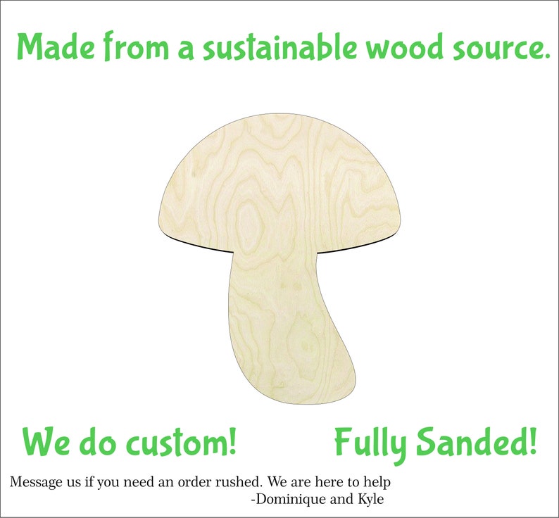 Mushroom #3 Quality inspection -Multiple Sizes-Cutouts on Wood Craft All stores are sold Supply-Sanded