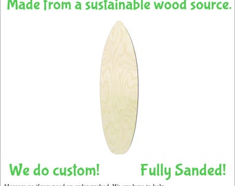 Surf board Multiple Sizes-Cutouts Wood Craft Supply-Sanded on both sides