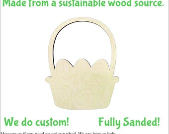 Easter basket Multiple Sizes-Cutouts Wood Craft Supply-Sanded on both sides