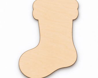 Recorte de calcetín navideño de madera sin terminar, colgador de puerta con forma de calcetín navideño, forma de calcetín de madera para pintar, base para adorno, abedul báltico