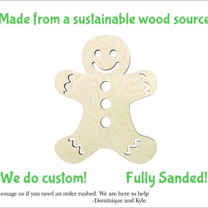 Gingerbread man  -Multiple Sizes-wood Cutouts Wood Craft Supply-Sanded on both sides