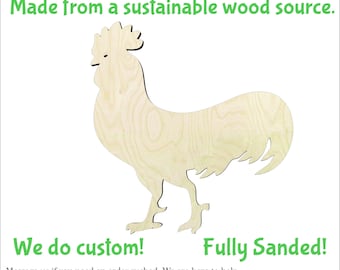 Rooster -Multiple Sizes-Cutouts Wood Craft Supply-Sanded on both sides