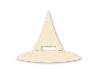 Wooden Witch Hat Cutout, Unfinished Birch Halloween Craft Shape, Paintable DIY Décor Blank