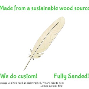 Feather  -Multiple Sizes-wood Cutouts Wood Craft Supply-Sanded on both sides