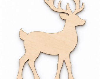 Reno de madera sin acabado, adorno para puerta con forma de reno, figura de reno de madera para pintar, manualidad navideña DIY, abedul báltico