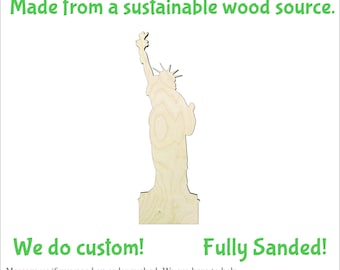 Statue of Liberty -Multiple Sizes- Cutouts Wood Craft Supply-Sanded on both sides