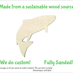 Jumping fish -Multiple Sizes-Cutouts Wood Craft Supply-Sanded on both sides