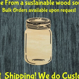Mason jar wood  cutout -Multiple Sizes-Wood cutout Craft Supply-Sanded, Mason jar craft wood cutout
