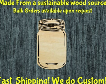 Mason jar wood  cutout -Multiple Sizes-Wood cutout Craft Supply-Sanded, Mason jar craft wood cutout