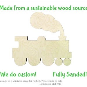 Train -Multiple Sizes-Cutouts Wood Craft Supply-Sanded on both sides