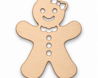 Figura de madera sin acabado de niña de jengibre, colgador de puerta grande de mujer de jengibre, adorno de niña de jengibre para pintar, abedul báltico