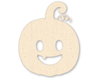 Unfinished Baltic Birch Pumpkin Wood Cutout, Halloween Fall Door Hanger Sign DIY