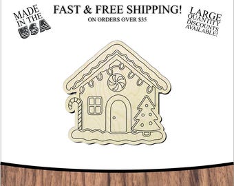 Engraved Gingerbread House Wood Cutout • DIY Christmas Ornament Craft