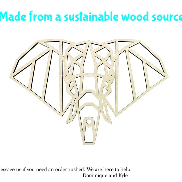 Elephant Head  -Multiple Sizes-Wood cutout Craft Supply-Sanded -