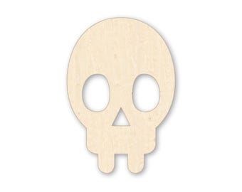 Wooden Skull Cutout, Unfinished Birch Halloween Craft Shape