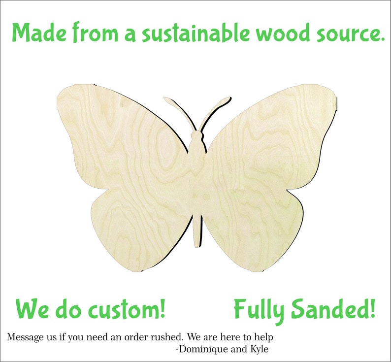 Butterfly wood cutout in various sizes. A fun base for a butterfly craft or diy decor. (growingtreegallery)