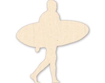 Surfer Wood Cutout, Baltic Birch Beach Decor, Coastal Sign, DIY Craft Shape